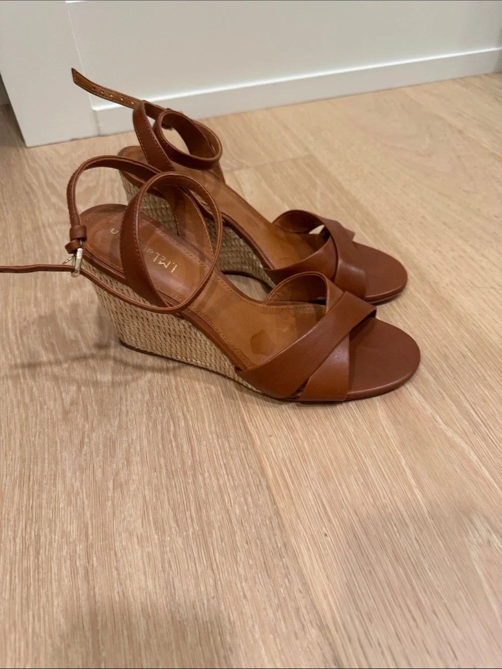Women's Brown Wedge Sandals with Ankle Strap